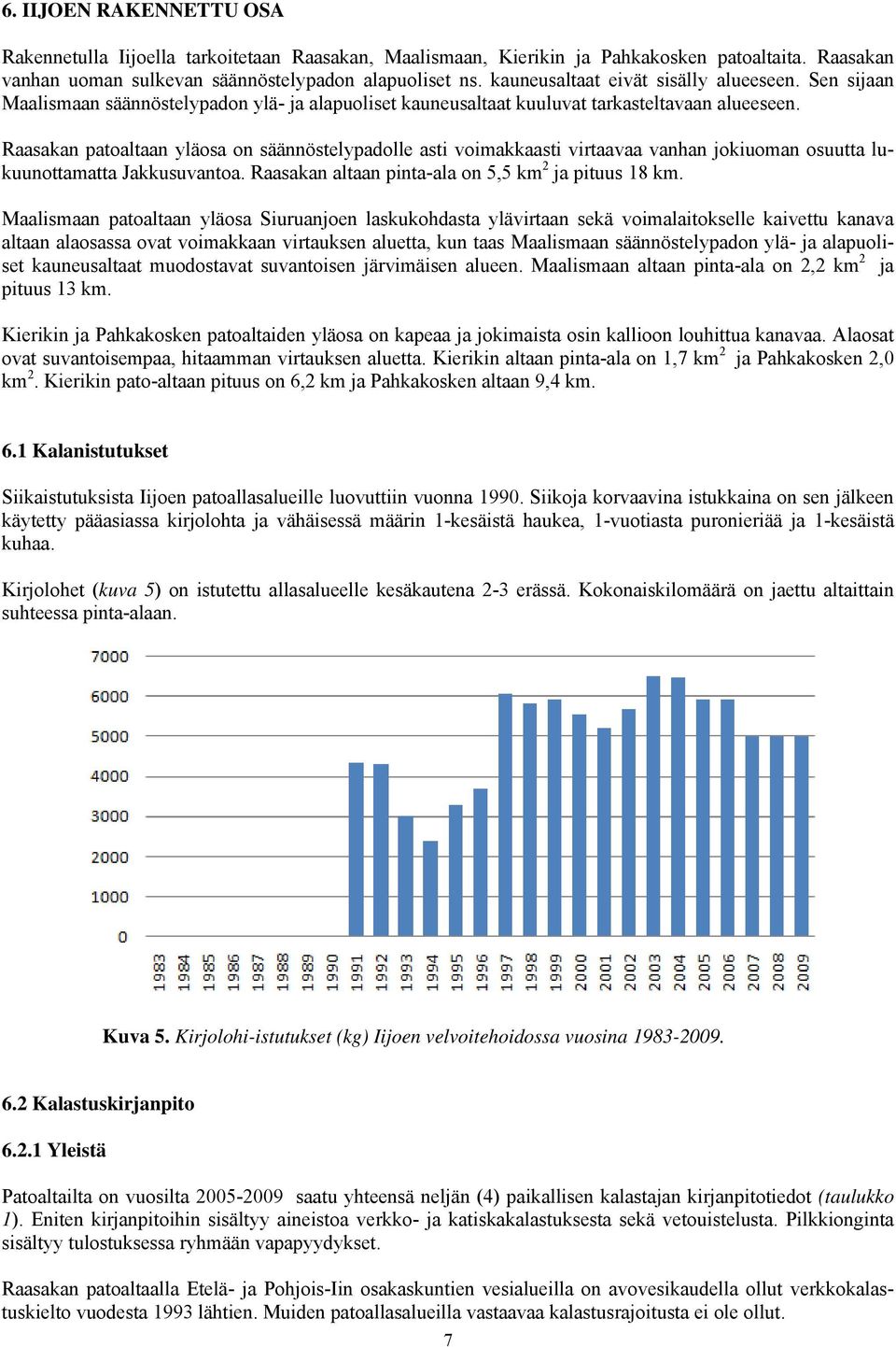 Raasakan patoaltaan yläosa on säännöstelypadolle asti voimakkaasti virtaavaa vanhan jokiuoman osuutta lukuunottamatta Jakkusuvantoa. Raasakan altaan pinta-ala on 5,5 km 2 ja pituus 18 km.