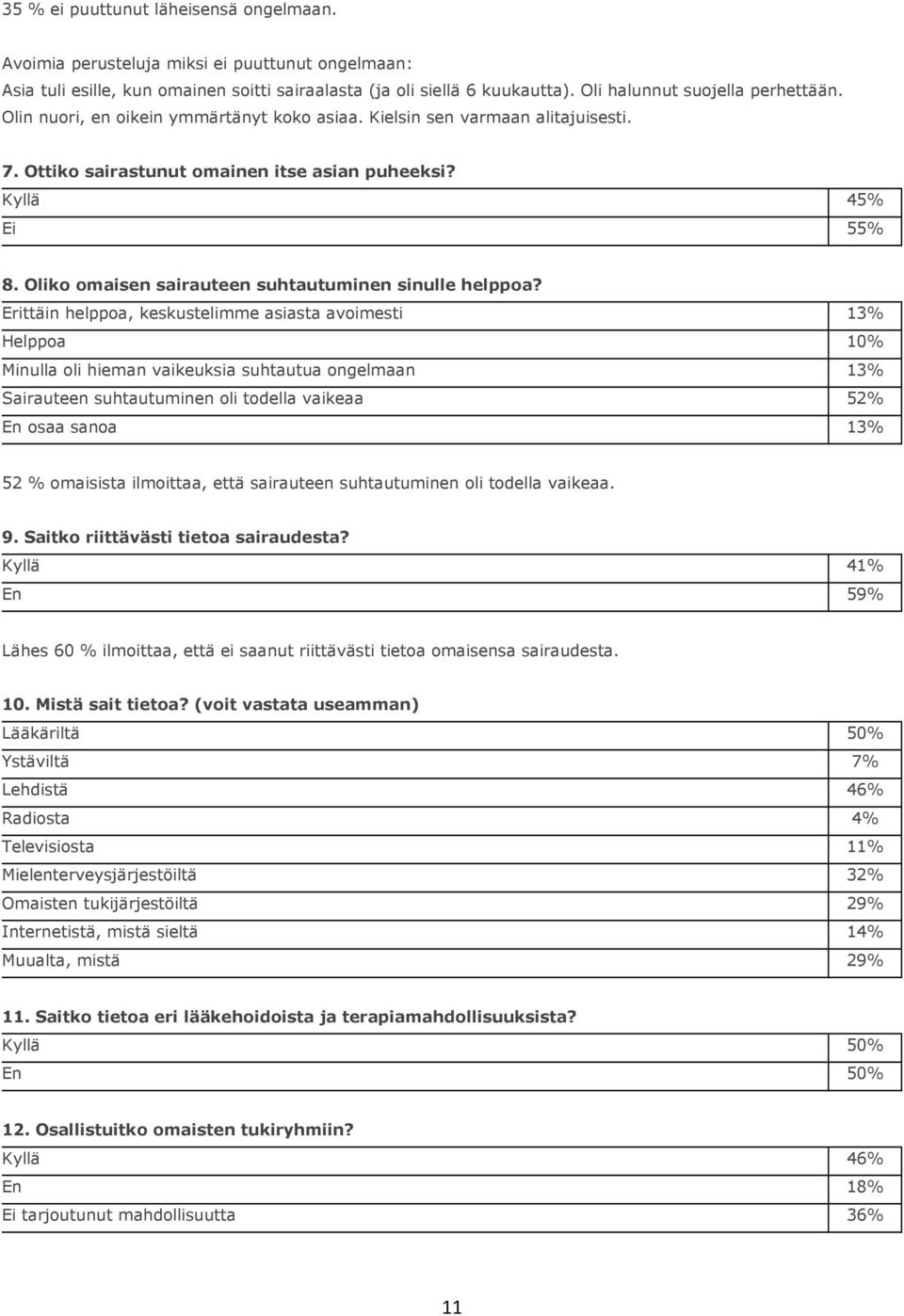 Oliko omaisen sairauteen suhtautuminen sinulle helppoa?