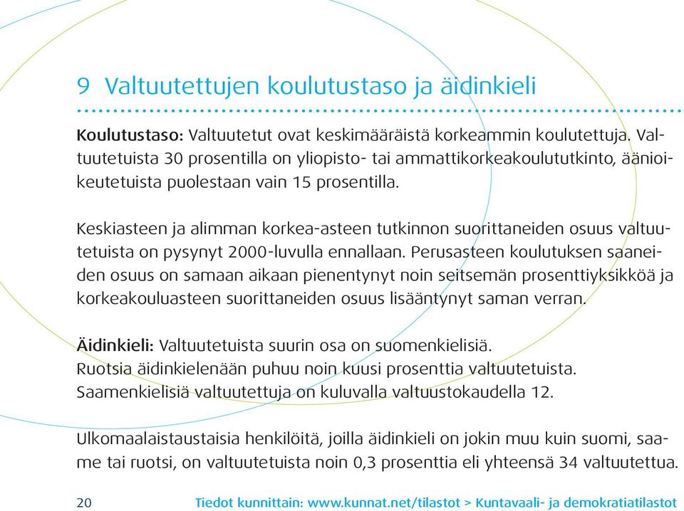 Keskiasteen ja alimman korkea-asteen tutkinnon suorittaneiden osuus valtuutetuista on pysynyt 2000-luvulla ennallaan.