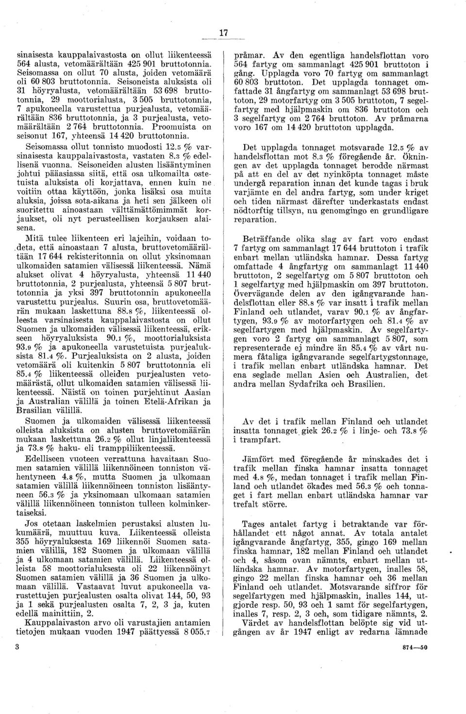 vetomäärältään bruttotonnia. Proomuista on seisonut, yhteensä 0 bruttotonnia. Seisomassa ollut tonnisto muodosti. % varsinaisesta kauppalaivastosta, vastaten.