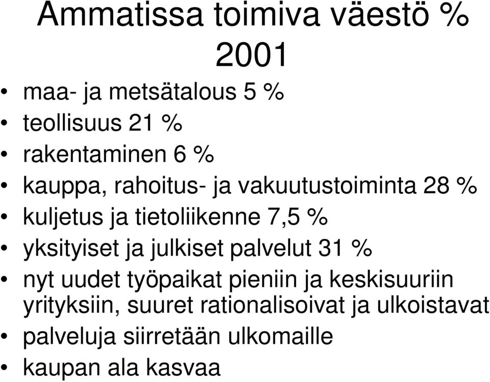 yksityiset ja julkiset palvelut 31 % nyt uudet työpaikat pieniin ja keskisuuriin