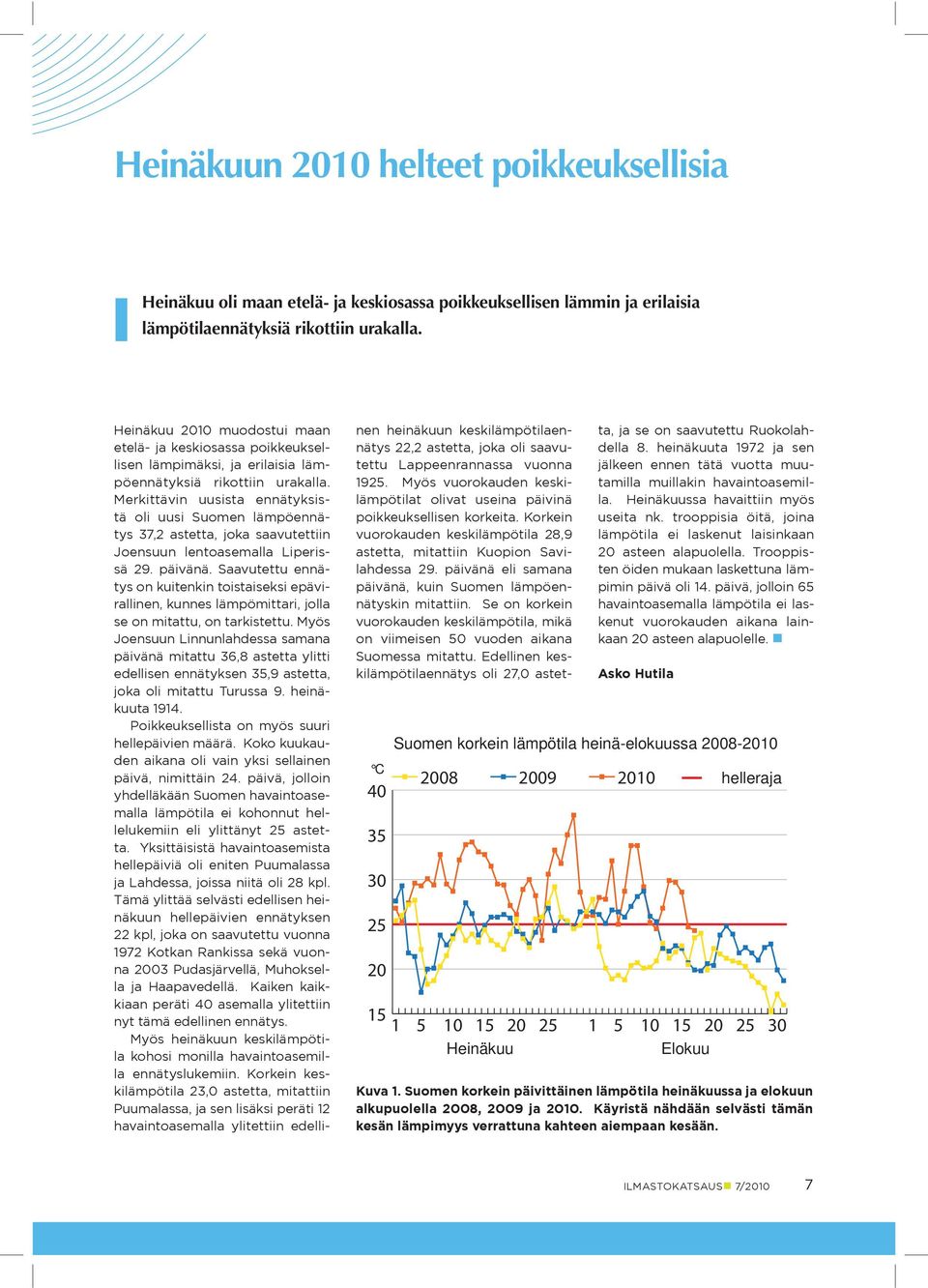 Merkittävin uusista ennätyksistä oli uusi Suomen lämpöennätys 37,2 astetta, joka saavutettiin Joensuun lentoasemalla Liperissä 29. päivänä.
