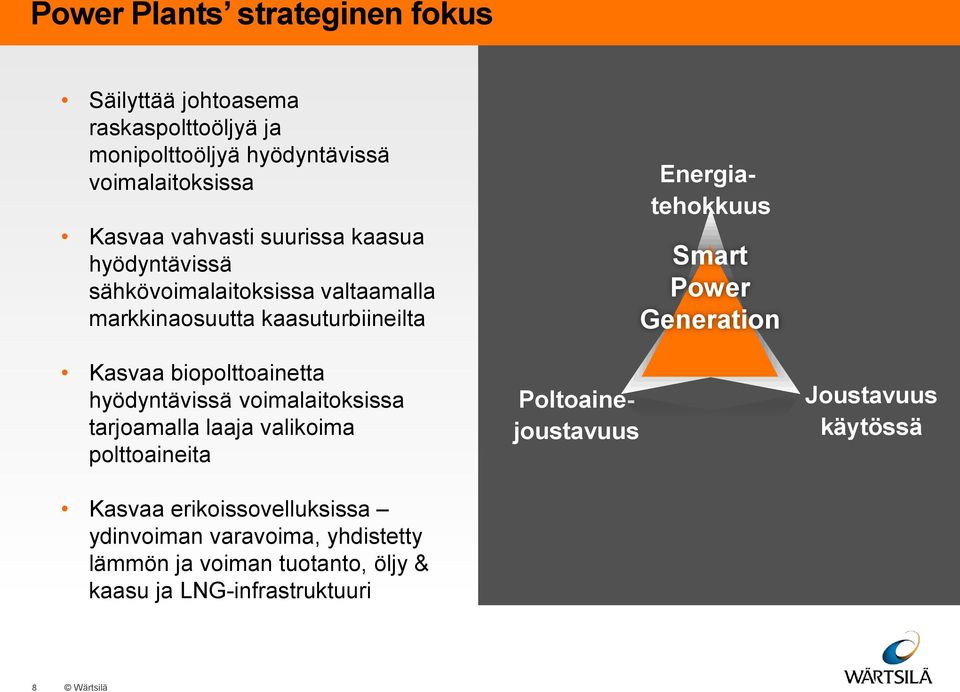 hyödyntävissä voimalaitoksissa tarjoamalla laaja valikoima polttoaineita Kasvaa erikoissovelluksissa ydinvoiman varavoima, yhdistetty