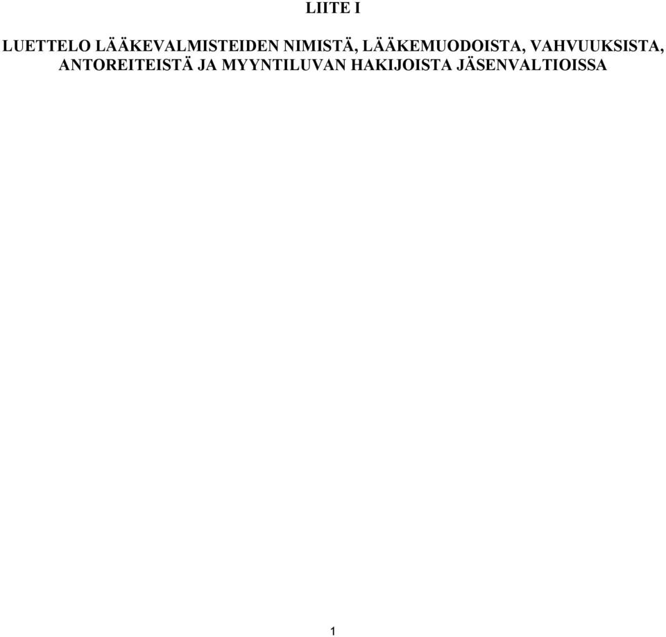 LÄÄKEMUODOISTA, VAHVUUKSISTA,
