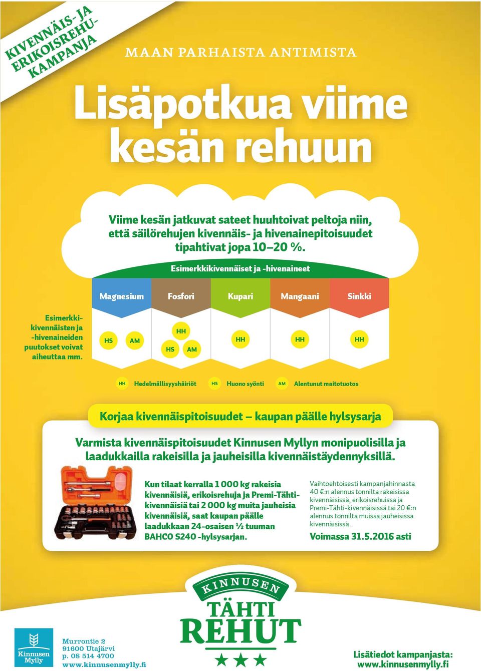 HS AM HS HH AM HH HH HH HH Hedelmällisyyshäiriöt HS Huono syönti AM Alentunut maitotuotos Korjaa kivennäispitoisuudet kaupan päälle hylsysarja Varmista kivennäispitoisuudet Kinnusen Myllyn