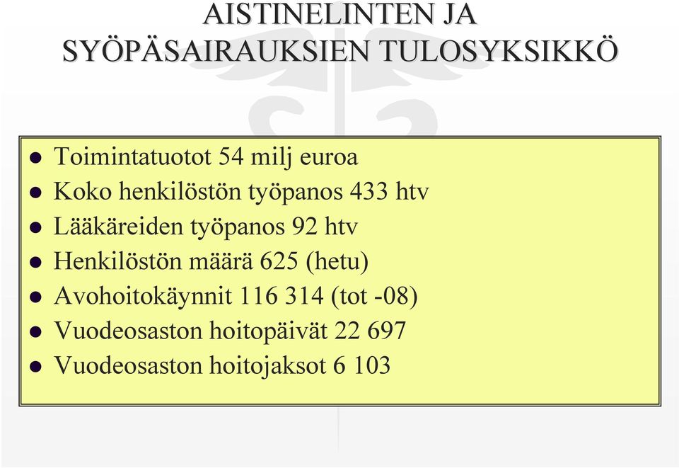 Lääkäreiden työpanos 9 htv Henkilöstön määrä 65 (hetu)