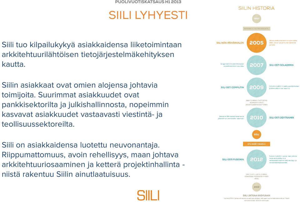 Suurimmat asiakkuudet ovat pankkisektorilta ja julkishallinnosta, nopeimmin kasvavat asiakkuudet vastaavasti viestintä- ja