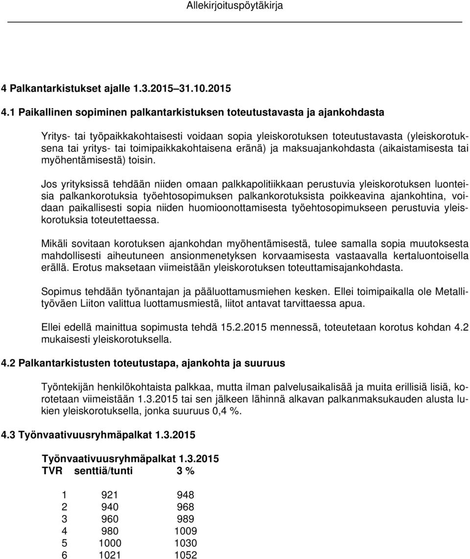 toimipaikkakohtaisena eränä) ja maksuajankohdasta (aikaistamisesta tai myöhentämisestä) toisin.