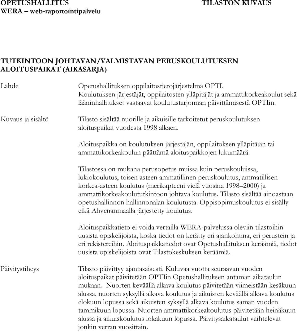 Aloituspaikka on koulutuksen järjestäjän, oppilaitoksen ylläpitäjän tai ammattikorkeakoulun päättämä aloituspaikkojen lukumäärä.