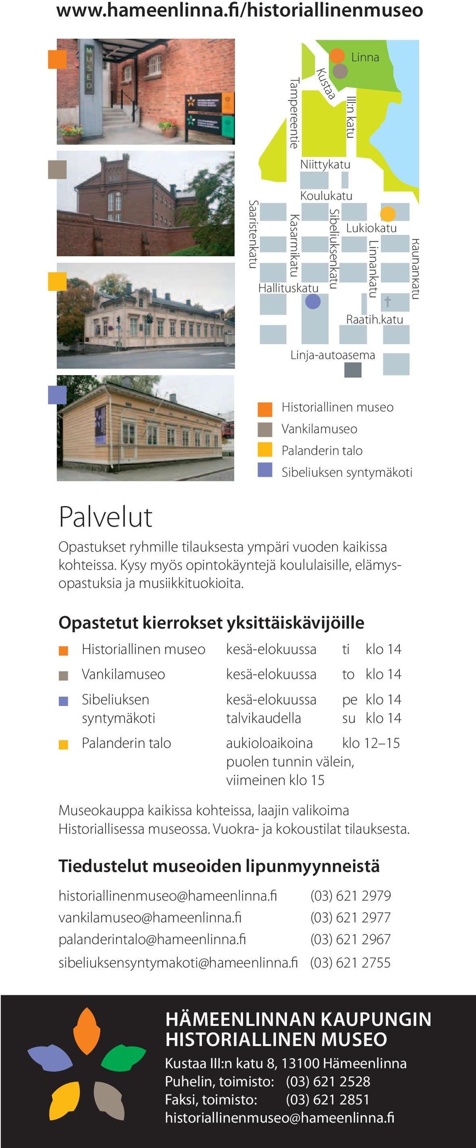 Kysy myös opintokäyntejä koululaisille, elämysopastuksia ja musiikkituokioita.