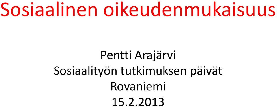 Arajärvi Sosiaalityön