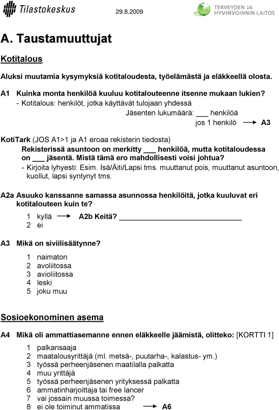 mutta kotitaloudessa on jäsentä. Mistä tämä ero mahdollisesti voisi johtua? - Kirjoita lyhyesti: Esim. Isä/Äiti/Lapsi tms. muuttanut pois, muuttanut asuntoon, kuollut, lapsi syntynyt tms.