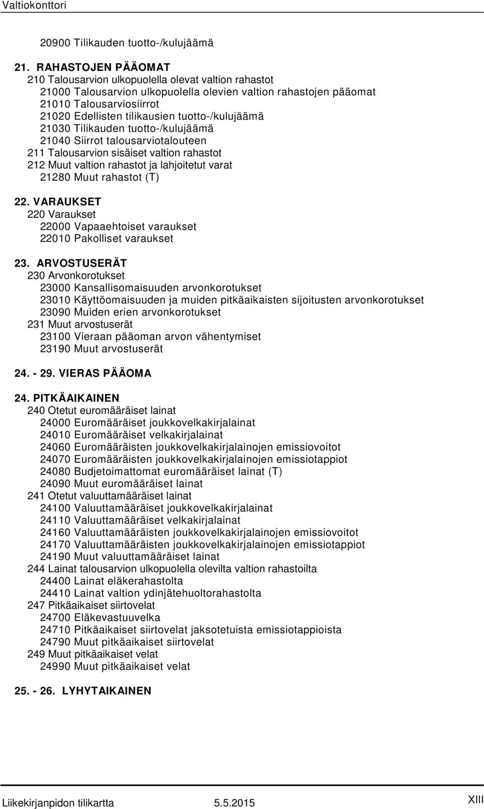 tuotto-/kulujäämä 21030 Tilikauden tuotto-/kulujäämä 21040 Siirrot talousarviotalouteen 211 Talousarvion sisäiset valtion rahastot 212 Muut valtion rahastot ja lahjoitetut varat 21280 Muut rahastot