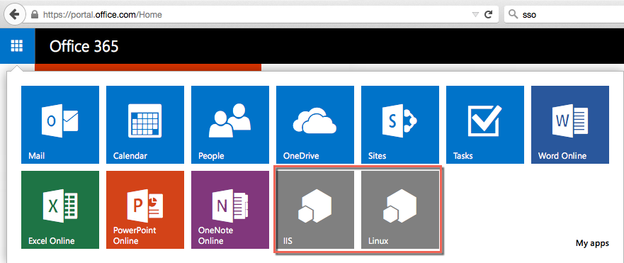 Office 365 App Launcher On-prem sovellukset voidaan tuoda näkyviin Office