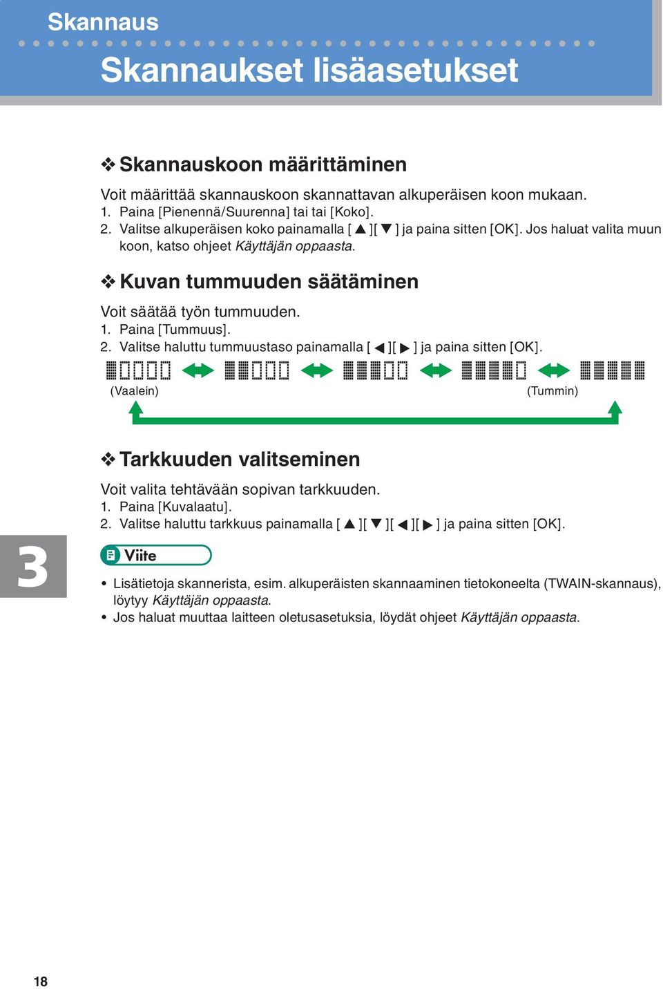 oppaasta Kuvan tummuuden säätäminen