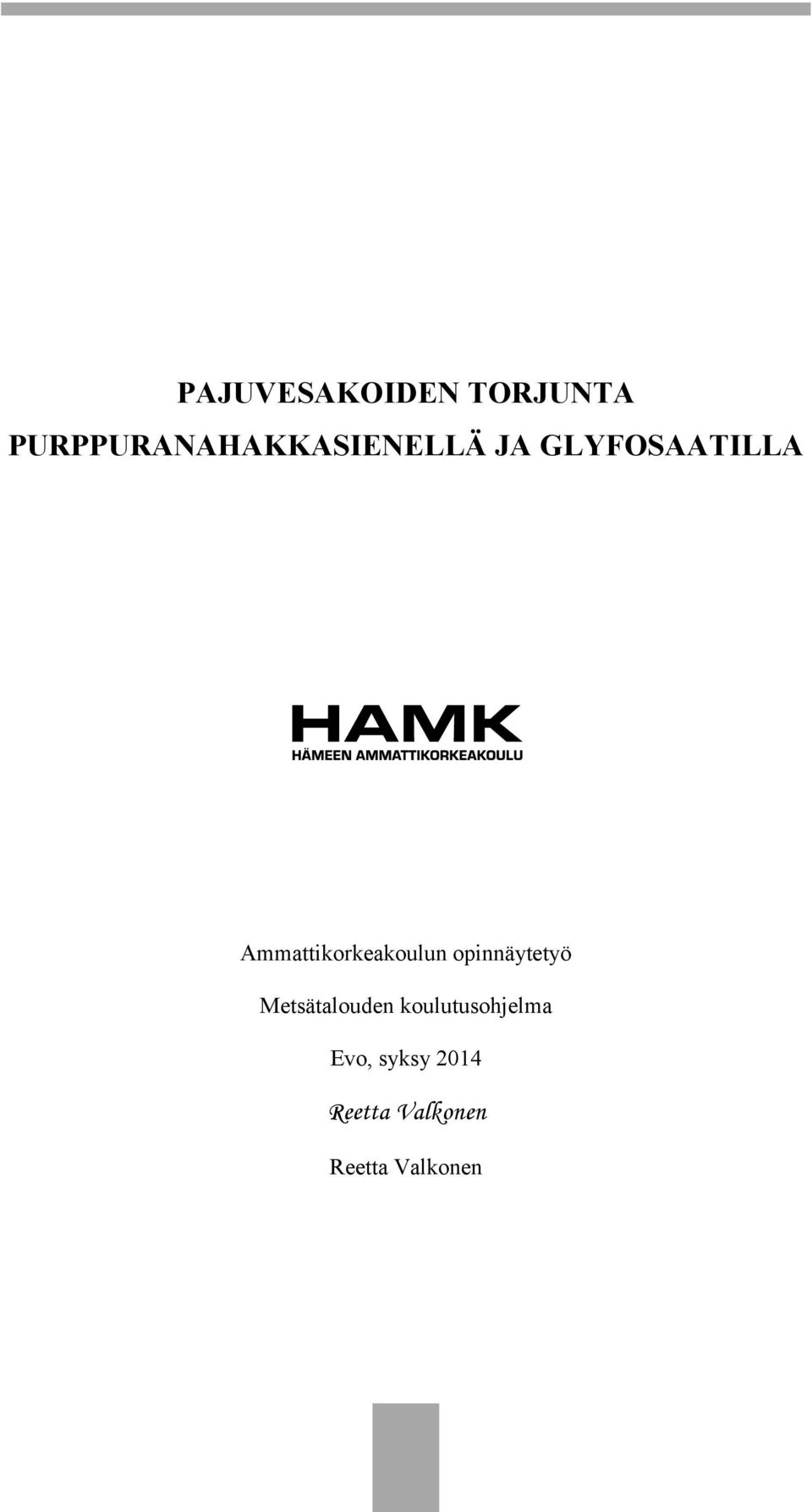 Ammattikorkeakoulun opinnäytetyö