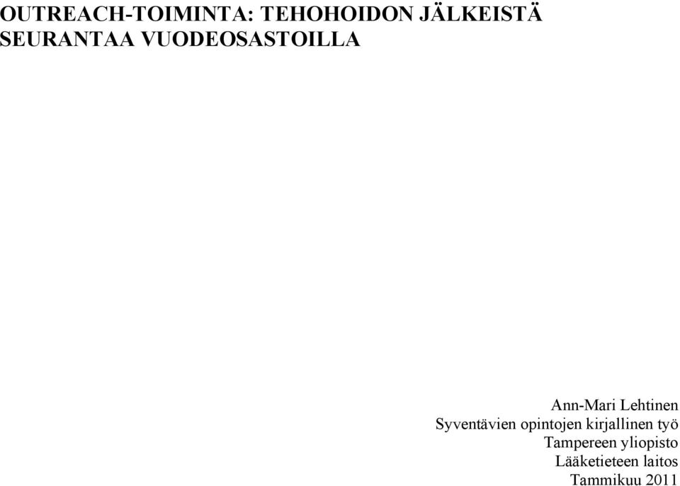 Syventävien opintojen kirjallinen työ