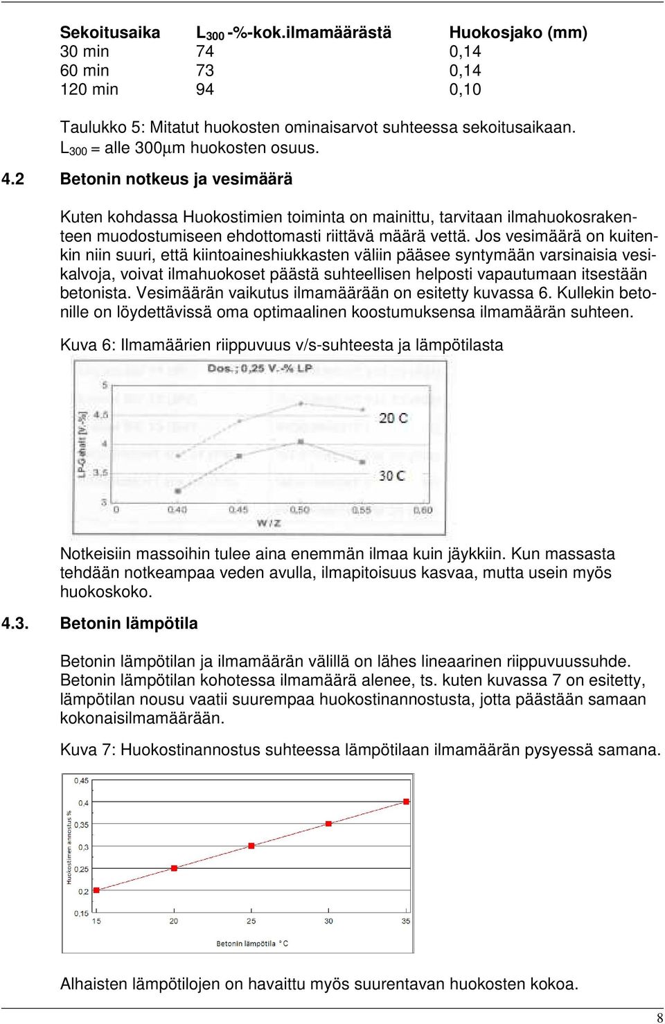 Jos vesimäärä on kuitenkin niin suuri, että kiintoaineshiukkasten väliin pääsee syntymään varsinaisia vesikalvoja, voivat ilmahuokoset päästä suhteellisen helposti vapautumaan itsestään betonista.
