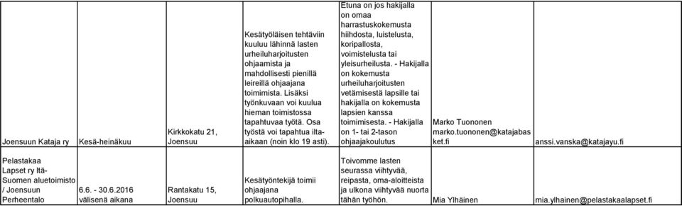 Etuna on jos hakijalla on omaa harrastuskokemusta hiihdosta, luistelusta, koripallosta, voimistelusta tai yleisurheilusta.