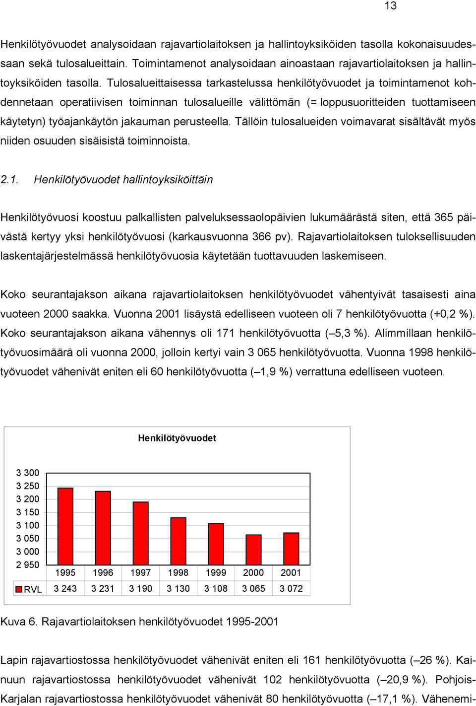 Tulosalueittaisessa tarkastelussa henkilötyövuodet ja toimintamenot kohdennetaan operatiivisen toiminnan tulosalueille välittömän (= loppusuoritteiden tuottamiseen käytetyn) työajankäytön jakauman