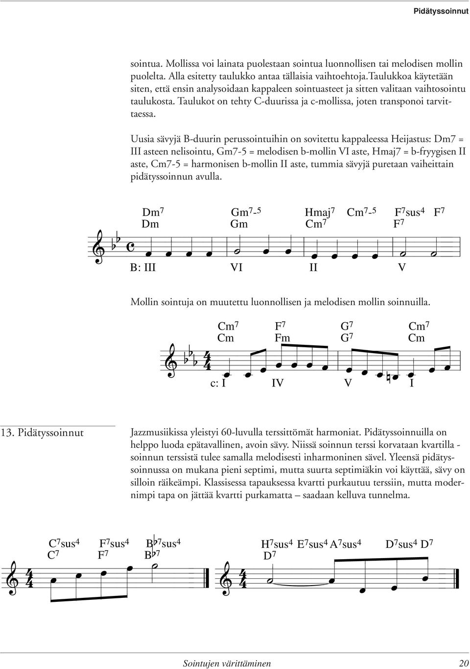 Uusia sävyjä B-duurin perussointuihin on sovitettu kappaeessa Heijastus: Dm = III asteen neisointu, Gm-5 = meodisen b-moin VI aste, Hmaj = b-fryygisen II aste, Cm-5 = harmonisen b-moin II aste,