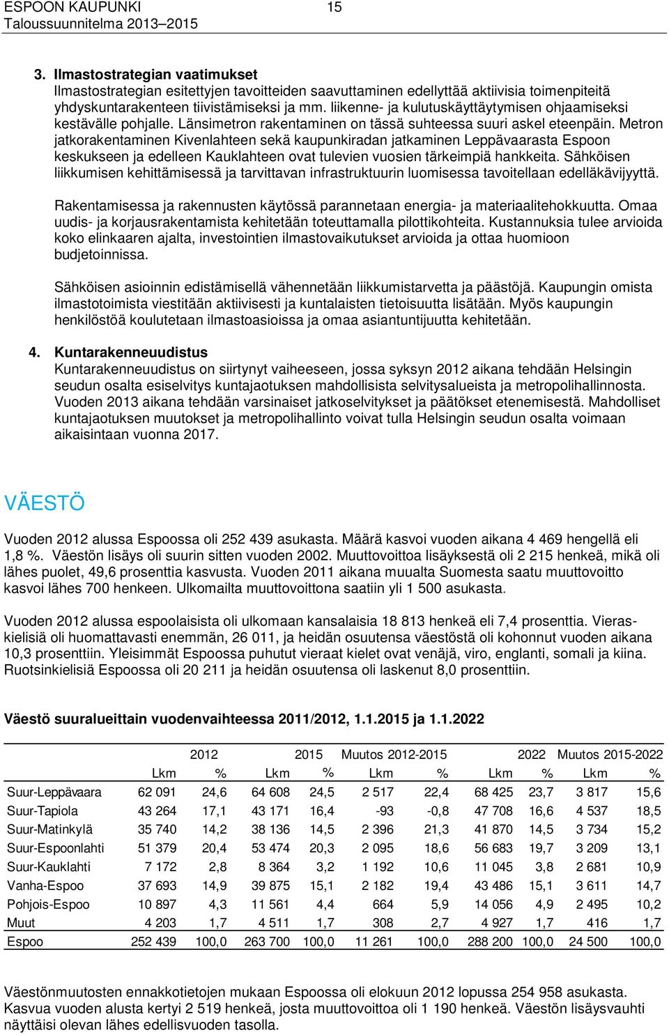 Metron jatkorakentaminen Kivenlahteen sekä kaupunkiradan jatkaminen Leppävaarasta Espoon keskukseen ja edelleen Kauklahteen ovat tulevien vuosien tärkeimpiä hankkeita.