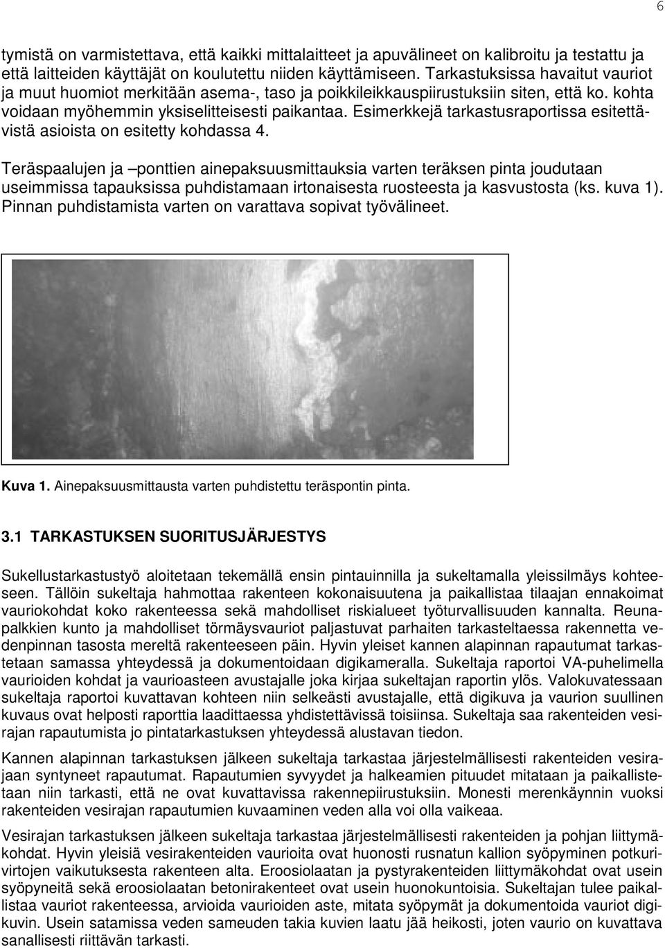 Esimerkkejä tarkastusraportissa esitettävistä asioista on esitetty kohdassa 4.