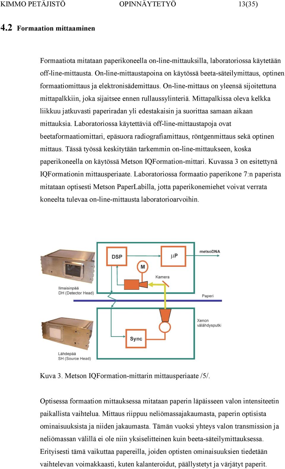 On-line-mittaus on yleensä sijoitettuna mittapalkkiin, joka sijaitsee ennen rullaussylinteriä.