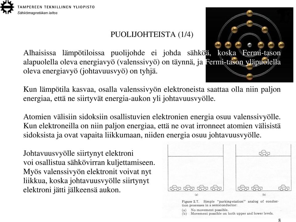 Atomien välisiin sidoksiin osallistuvien elektronien energia osuu valenssivyölle.