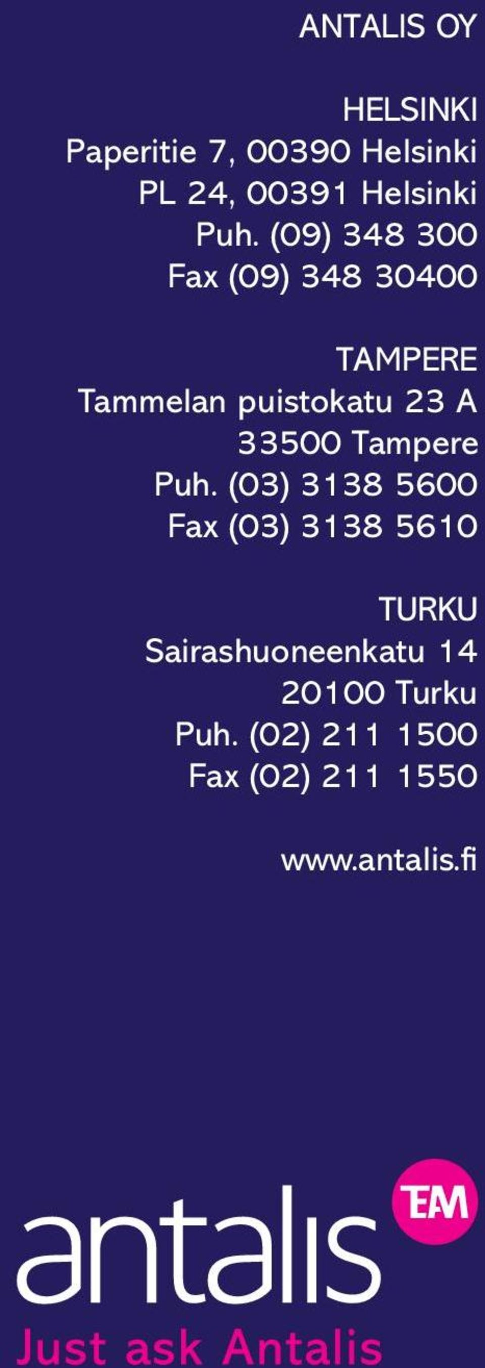 33500 Tampere Puh.