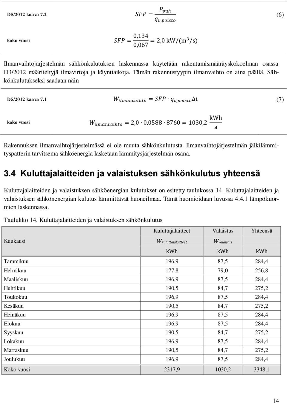 Ilmanvaihtojärjestelmän jälkilämmityspatterin tarvitsema sähköenergia lasketaan lämmitysjärjestelmän osana. 3.