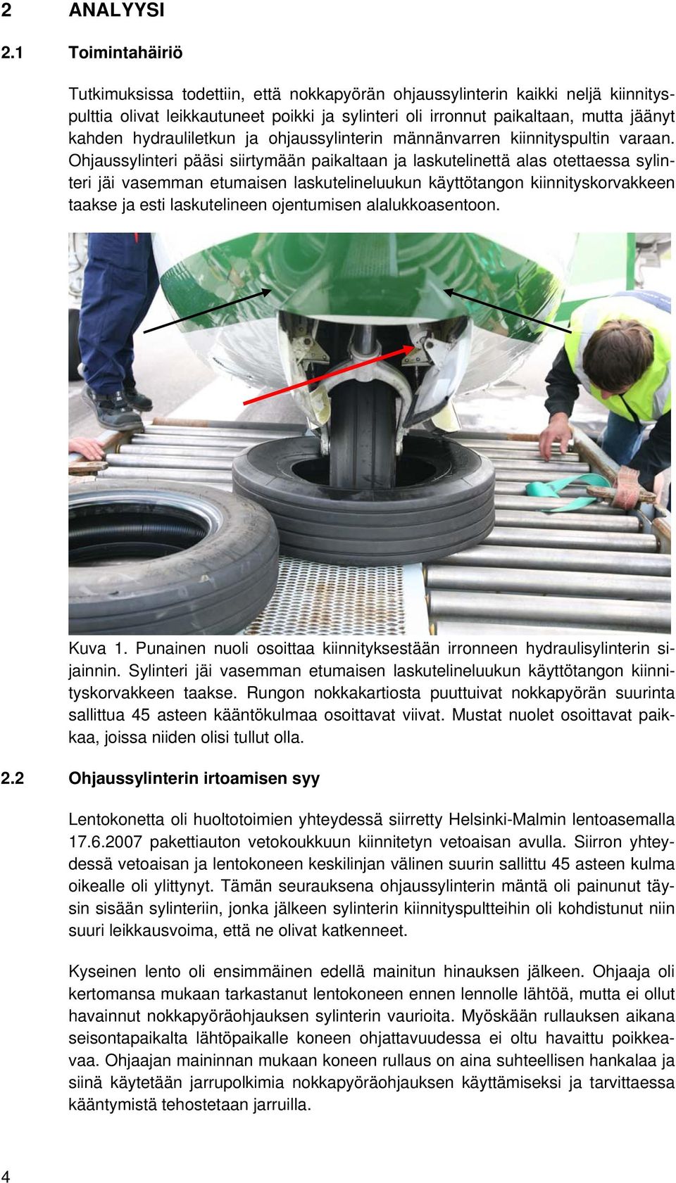 hydrauliletkun ja ohjaussylinterin männänvarren kiinnityspultin varaan.