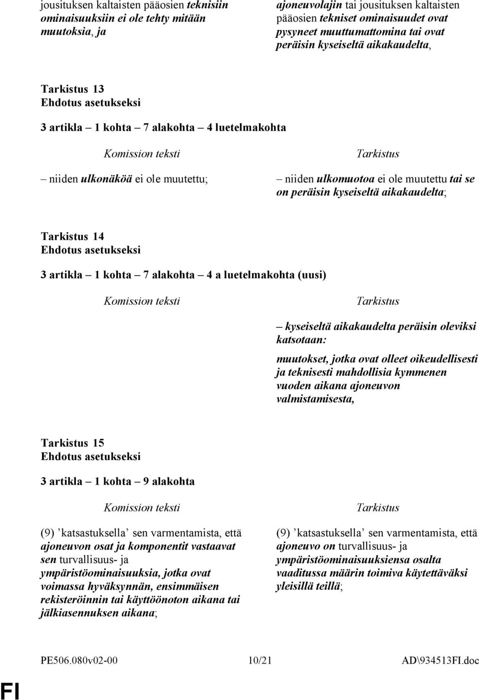 14 3 artikla 1 kohta 7 alakohta 4 a luetelmakohta (uusi) kyseiseltä aikakaudelta peräisin oleviksi katsotaan: muutokset, jotka ovat olleet oikeudellisesti ja teknisesti mahdollisia kymmenen vuoden