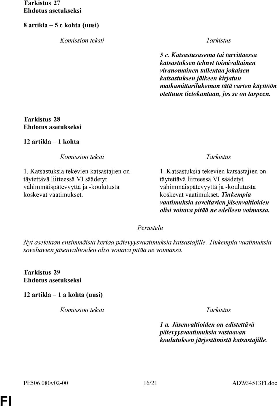 on tarpeen. 28 12 artikla 1 kohta 1. Katsastuksia tekevien katsastajien on täytettävä liitteessä VI säädetyt vähimmäispätevyyttä ja -koulutusta koskevat vaatimukset.