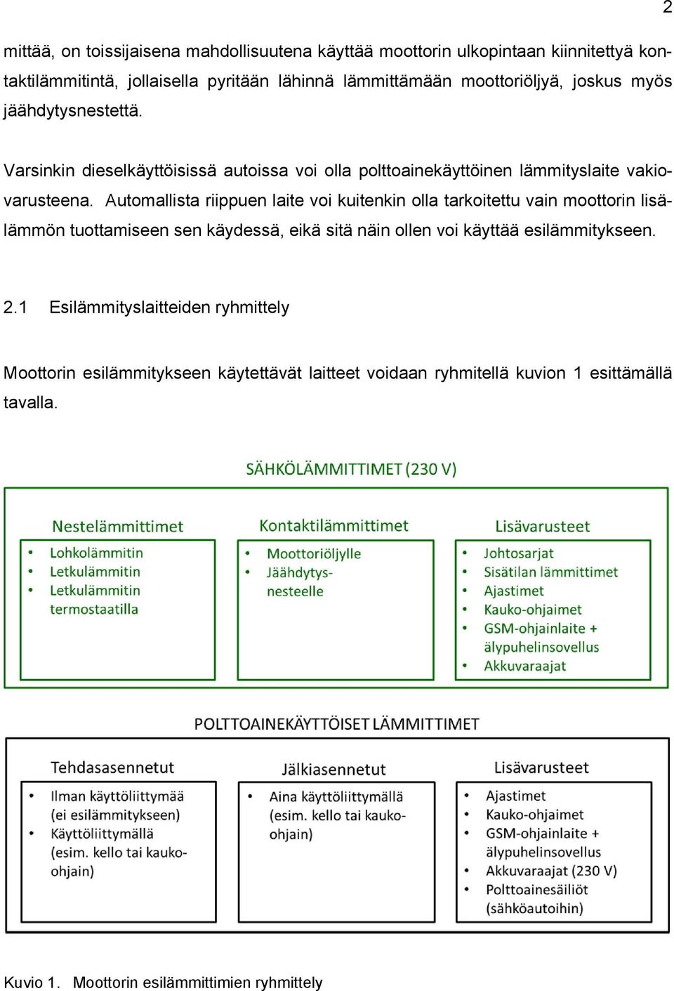 Automallista riippuen laite voi kuitenkin olla tarkoitettu vain moottorin lisälämmön tuottamiseen sen käydessä, eikä sitä näin ollen voi käyttää