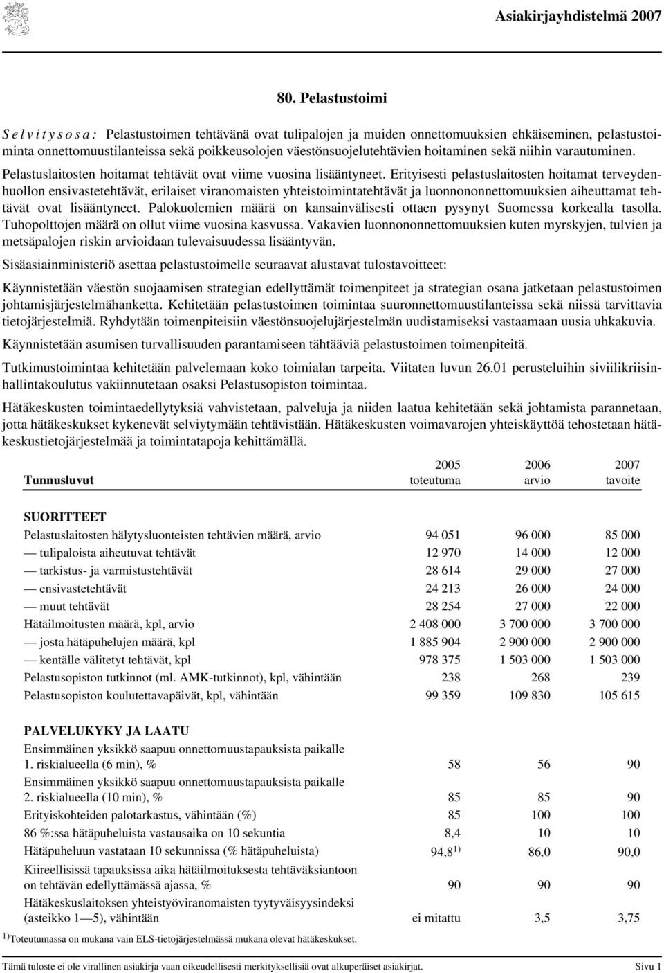 Erityisesti pelastuslaitosten hoitamat terveydenhuollon ensivastetehtävät, erilaiset viranomaisten yhteistoimintatehtävät ja luonnononnettomuuksien aiheuttamat tehtävät ovat lisääntyneet.