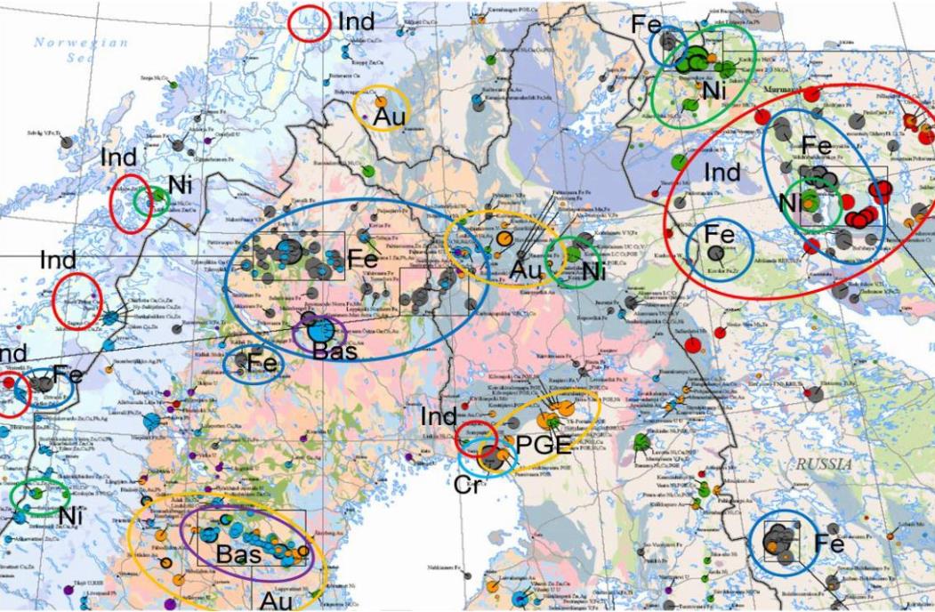 FENNOSKANDIAN TUNNETUT MINERAALIESIINTYMÄT Fennoscandian Ore Deposit Database Fig