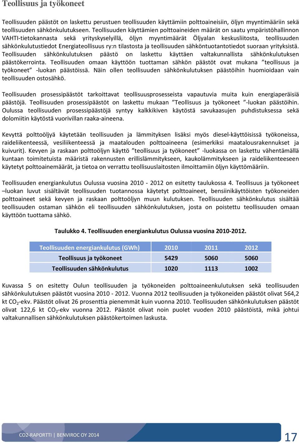 Energiateollisuus ry:n tilastosta ja teollisuuden sähköntuotantotiedot suoraan yrityksistä. Teollisuuden sähkönkulutuksen päästö on laskettu käyttäen valtakunnallista sähkönkulutuksen päästökerrointa.