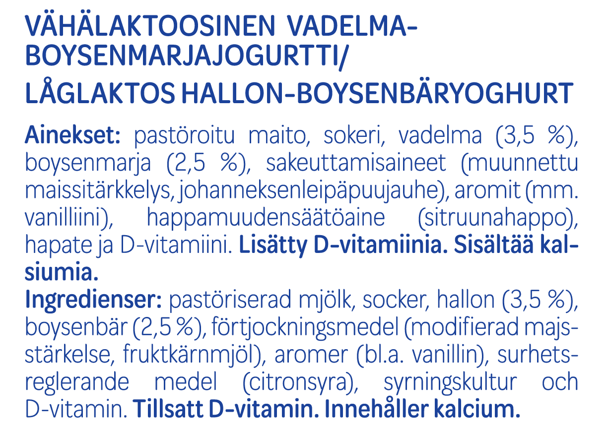 Tieto lisäaineesta löytyy aina pakkausmerkinnöistä Tuotteen valmistuksessa käytetyt lisäaineet ilmoitetaan aina