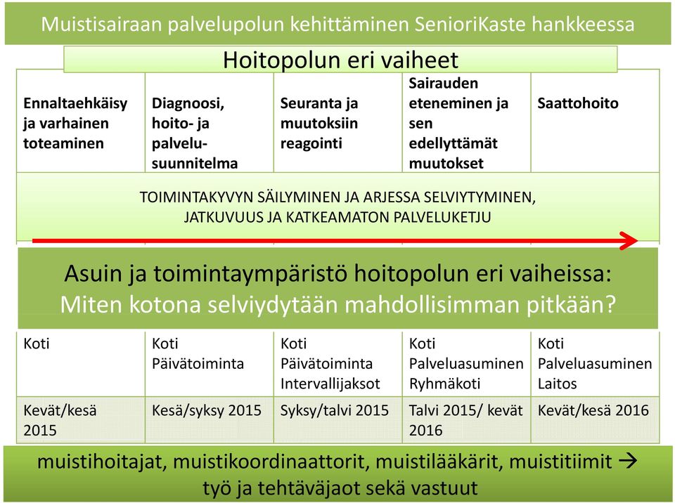 toimintaympäristö hoitopolun eri vaiheissa: Miten kotona selviydytään y mahdollisimman pitkään?