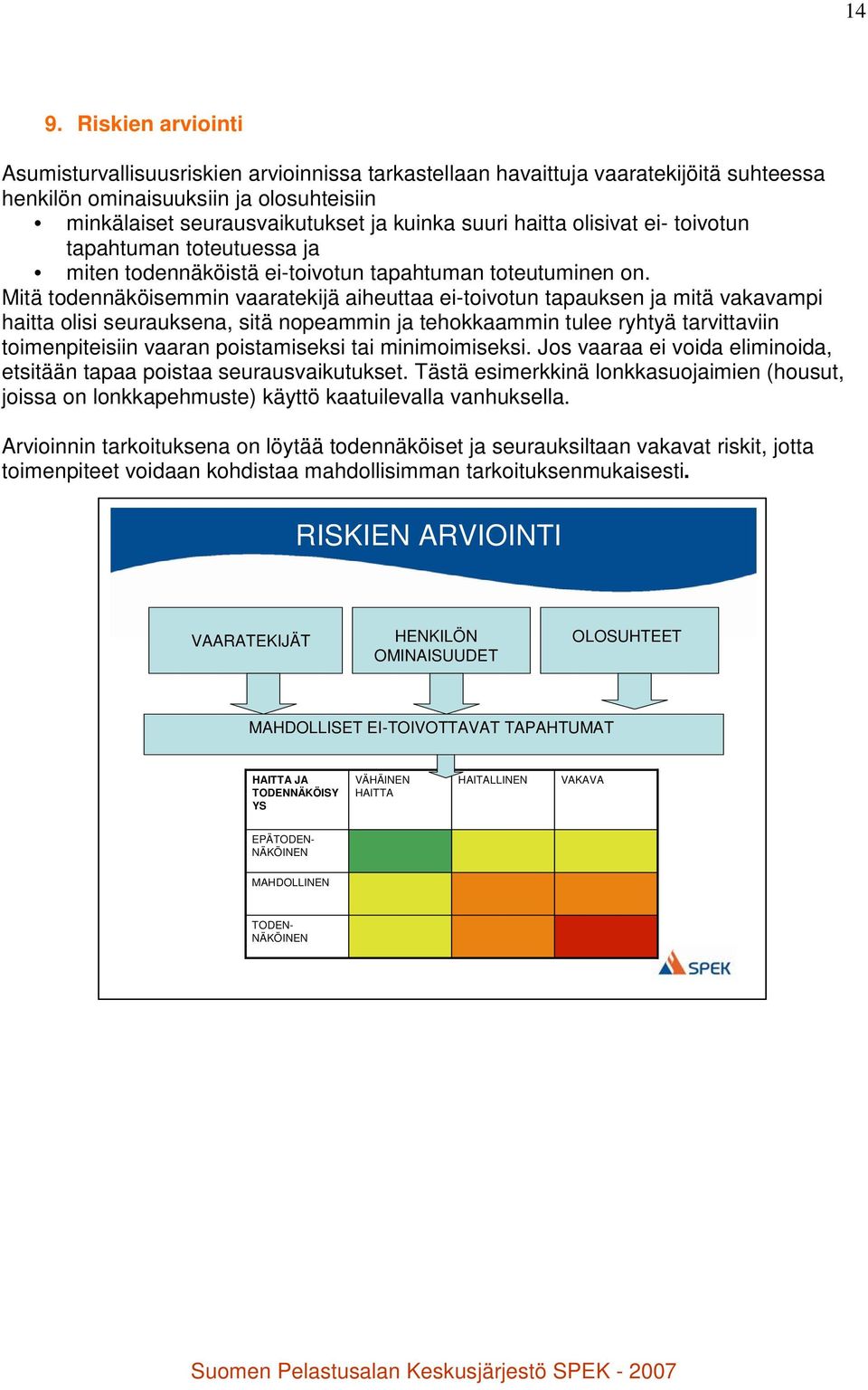 Mitä todennäköisemmin vaaratekijä aiheuttaa ei-toivotun tapauksen ja mitä vakavampi haitta olisi seurauksena, sitä nopeammin ja tehokkaammin tulee ryhtyä tarvittaviin toimenpiteisiin vaaran