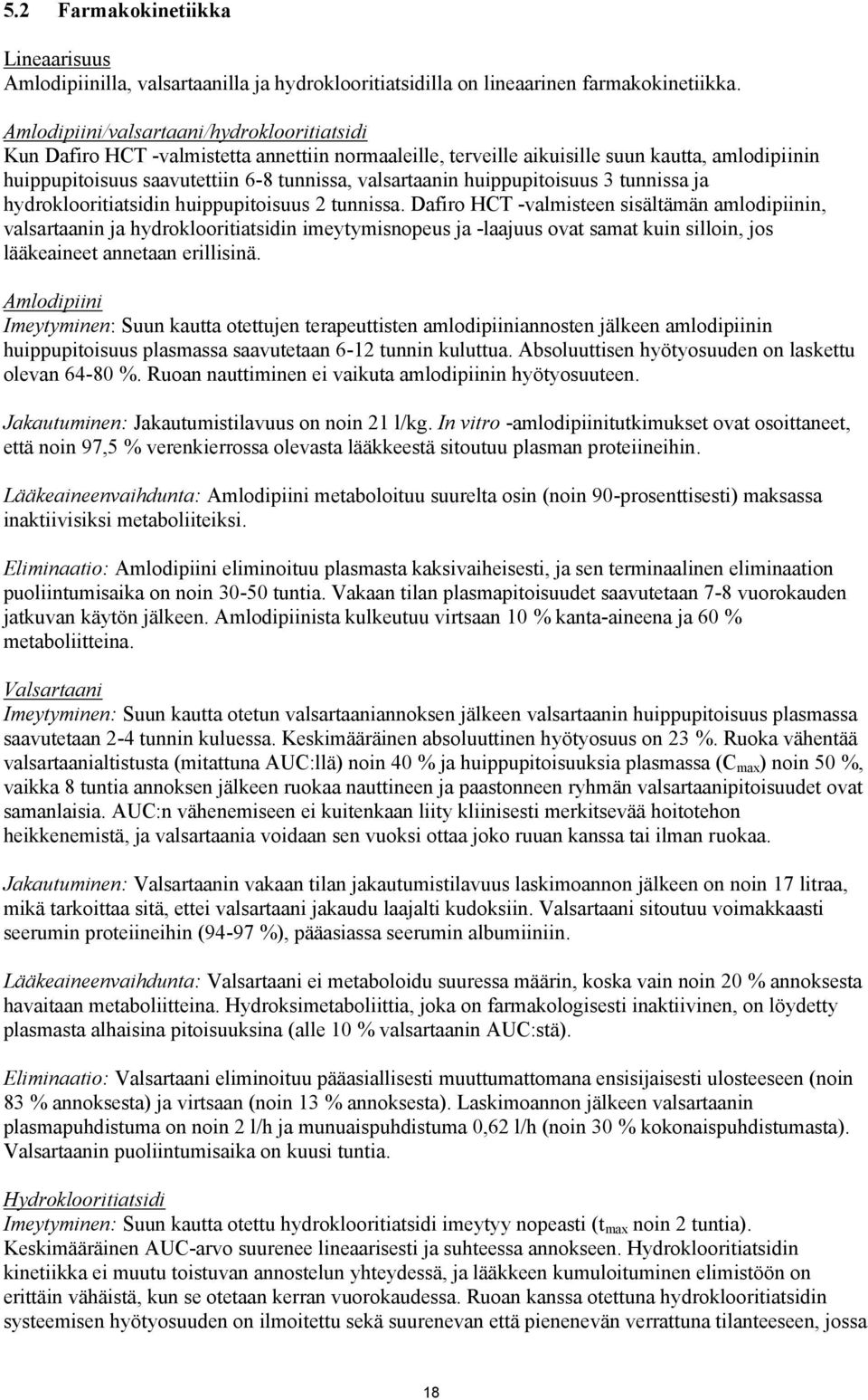 huippupitoisuus 3 tunnissa ja hydroklooritiatsidin huippupitoisuus 2 tunnissa.