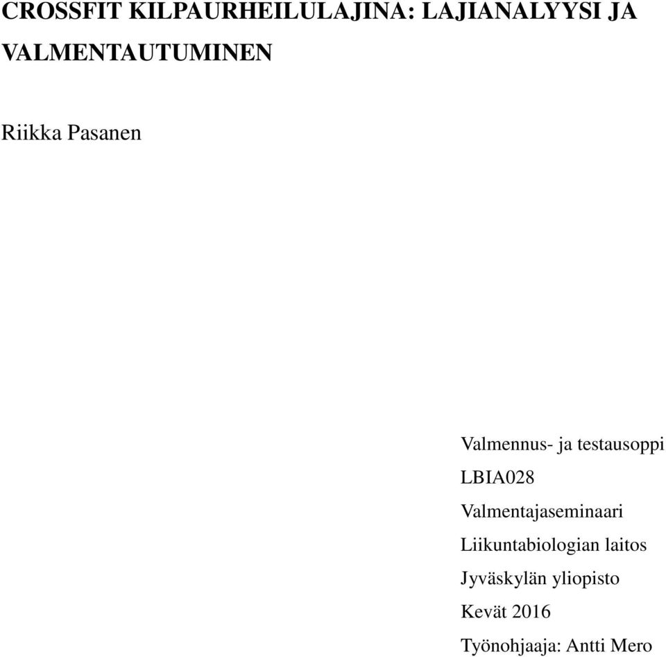 testausoppi LBIA028 Valmentajaseminaari