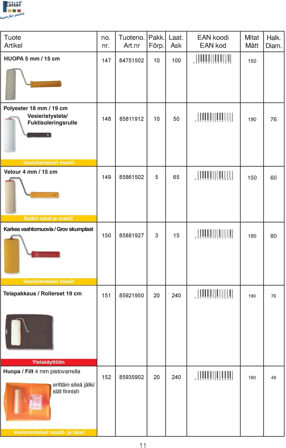 G R 190 76 Liuotinohenteiset maalit Vesiohenteiset maalit Velour 4 mm / 15 cm 149 85861502 5 65 e R 0 ; 3 3 : A S G F M L L J R 150 60 Kaikki lakat ja maalit Karkea vaahtomuovia /