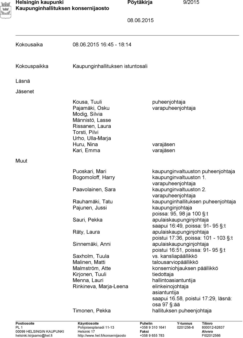 varapuheenjohtaja Paavolainen, Sara kaupunginvaltuuston 2.