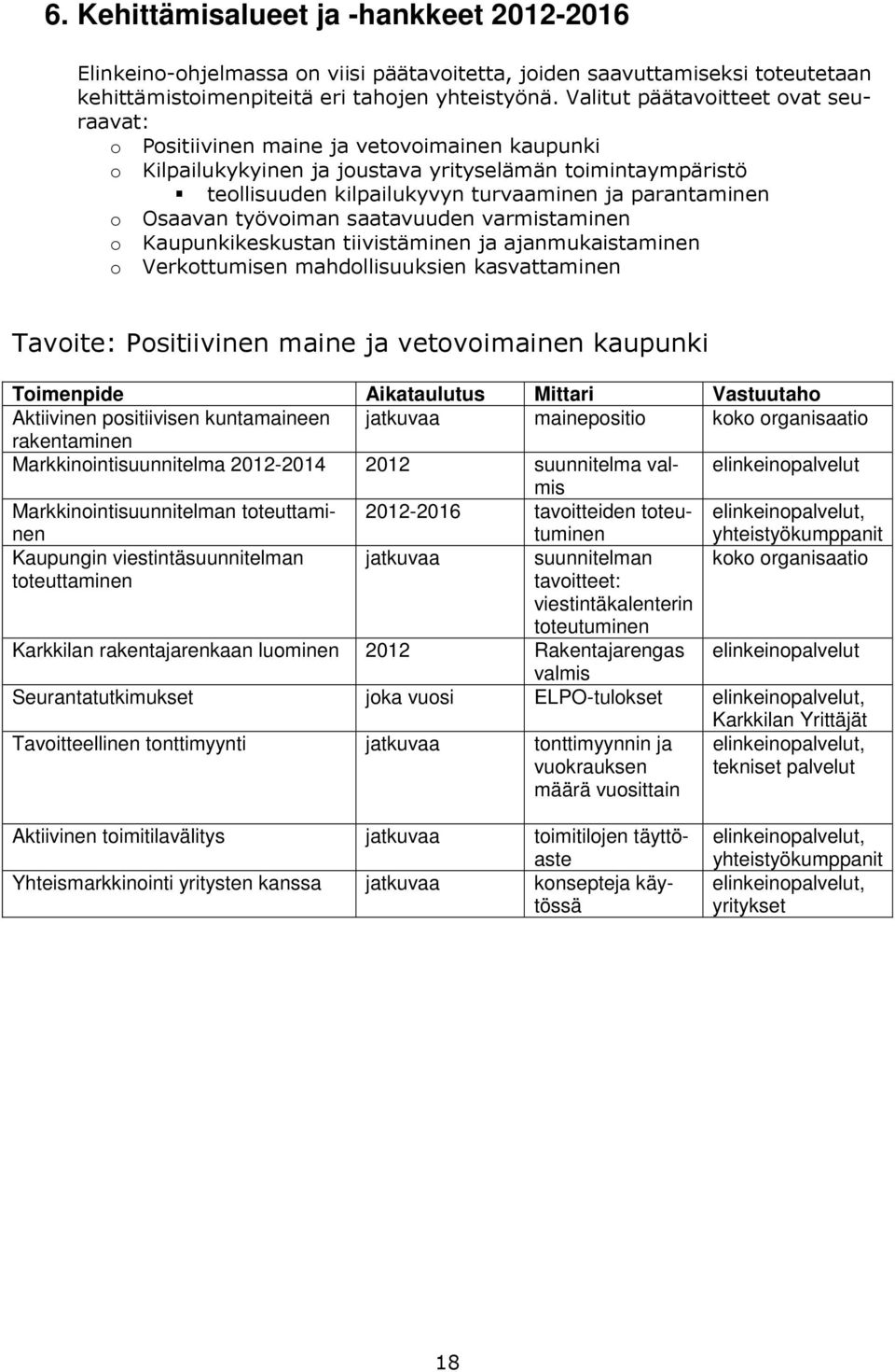 parantaminen o Osaavan työvoiman saatavuuden varmistaminen o Kaupunkikeskustan tiivistäminen ja ajanmukaistaminen o Verkottumisen mahdollisuuksien kasvattaminen Tavoite: Positiivinen maine ja