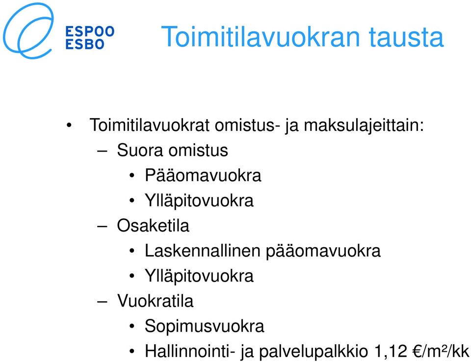 Osaketila Laskennallinen pääomavuokra Ylläpitovuokra