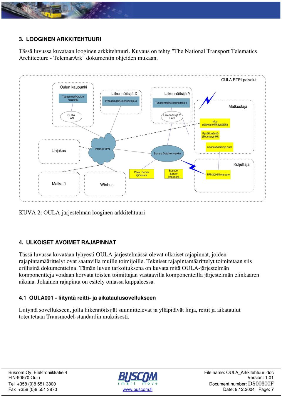 päätelaite@käyttäjällä Pysäkkinäyttö @bussipysäkki Linjakas Internet/VPN Sonera DataNet-verkko sisänäyttö@linja-auto Kuljettaja Peek Server @Sonera Buscom Server @Sonera TRM200@linja-auto Matka.