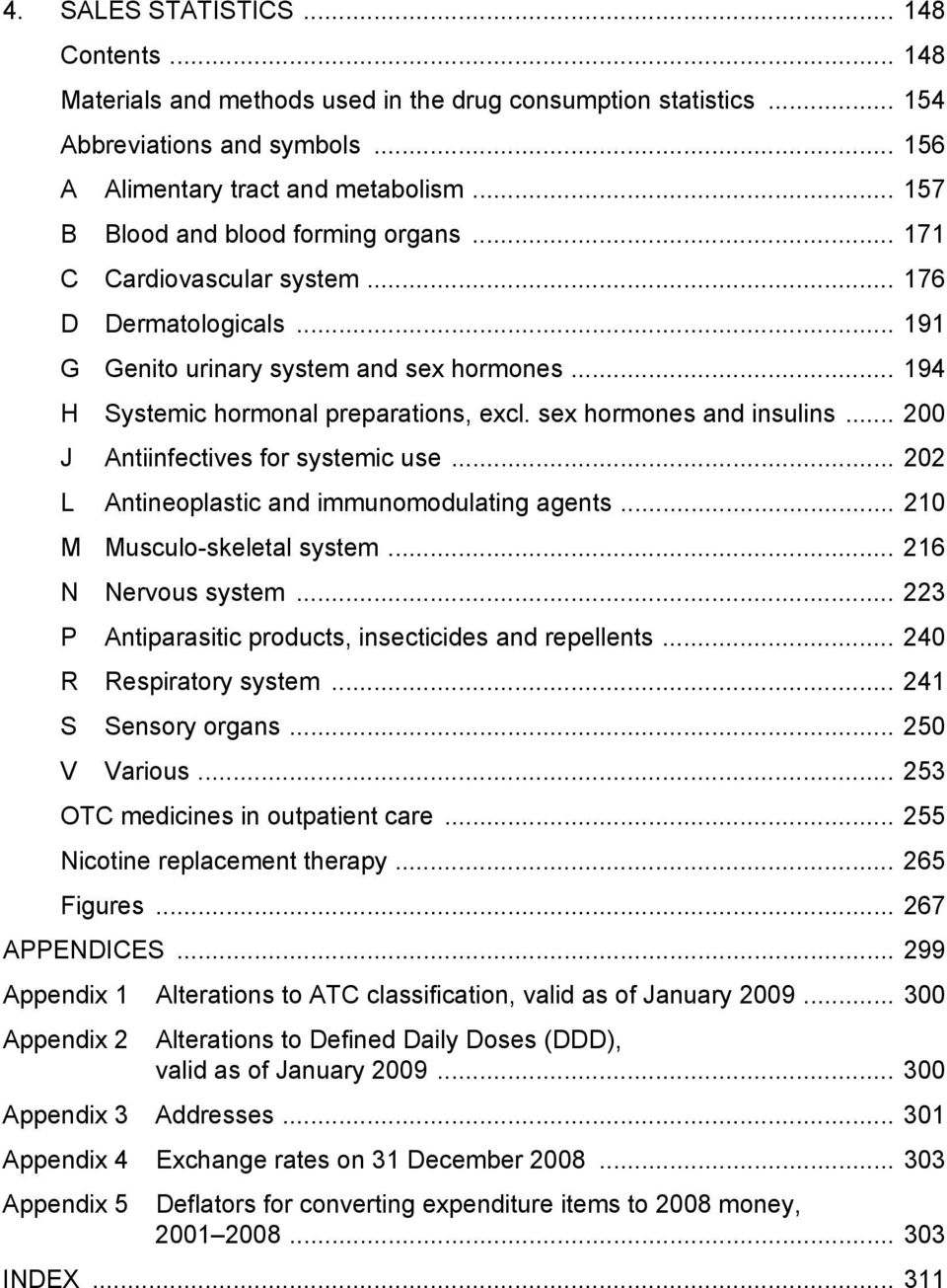 sex hormones and insulins... 200 J Antiinfectives for systemic use... 202 L Antineoplastic and immunomodulating agents... 210 M Musculo-skeletal system... 216 N Nervous system.