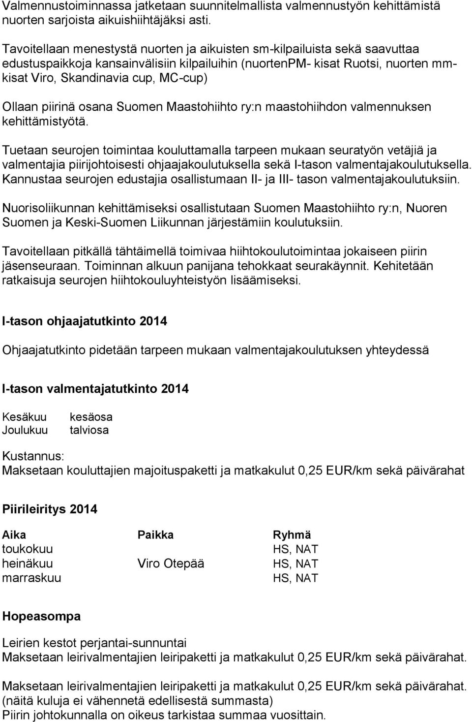 Ollaan piirinä osana Suomen Maastohiihto ry:n maastohiihdon valmennuksen kehittämistyötä.